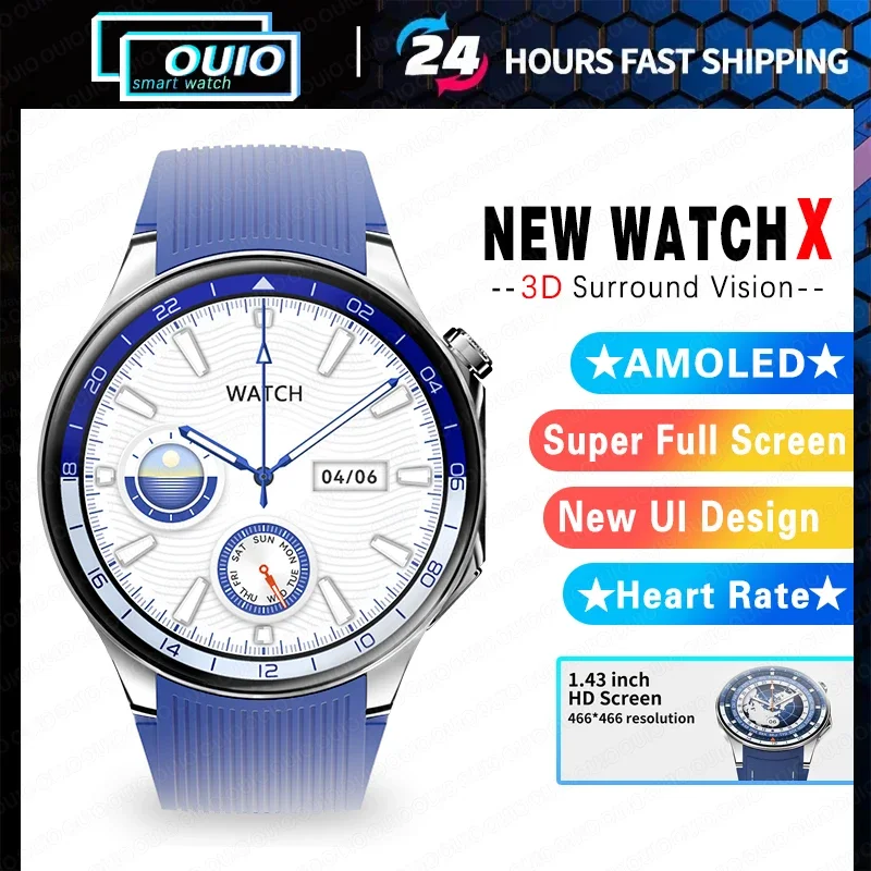 

2024 New Watch X Smart Watch For OPPO GPS Trajectory Compass NFC Watches AMOLED 466*466 HD Screen Bluetooth Call Men Smartwatch