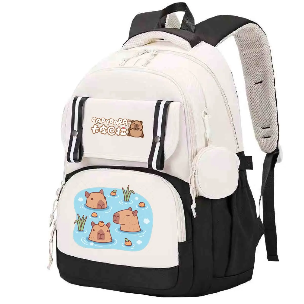 Bonito capivara impressão mochila escolar meninos meninas presente para o amante do capivara dos desenhos animados bookbag grande capacidade estudantes mochila escolar