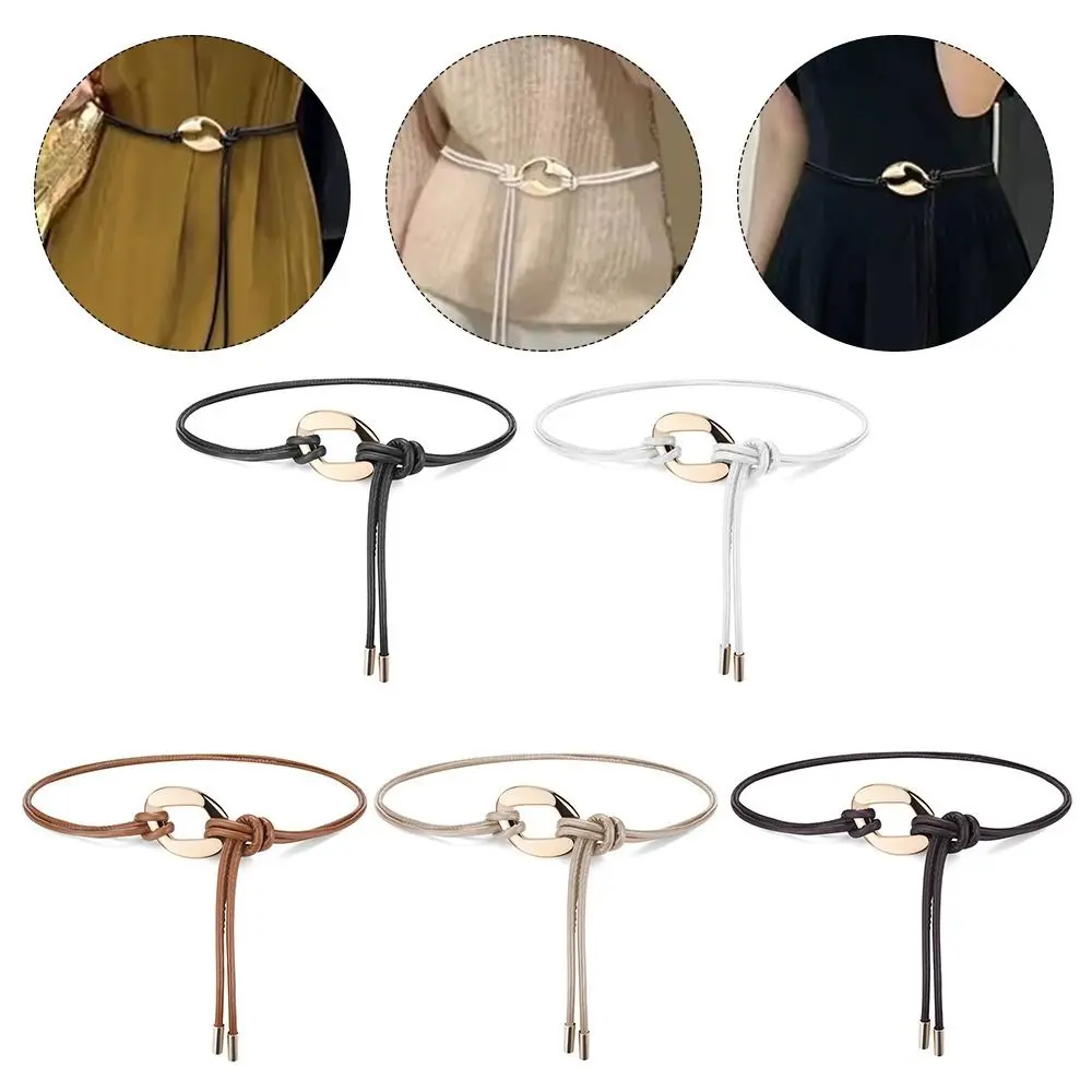 Moda PU Pelle Vita sottile Corda Fibbia in metallo Fai da te Cintura sottile Vita Treccia Cravatta per le donne Lady Girl Bridal