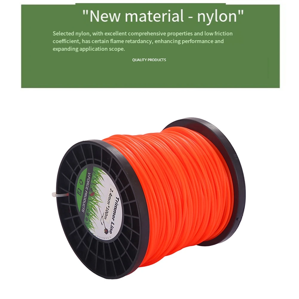 

A23P 1Lbx 2.4Mm Grass Trimmer Roll Line Filling Cord Mowing Trimmer Line Orange Twisted Shape Line