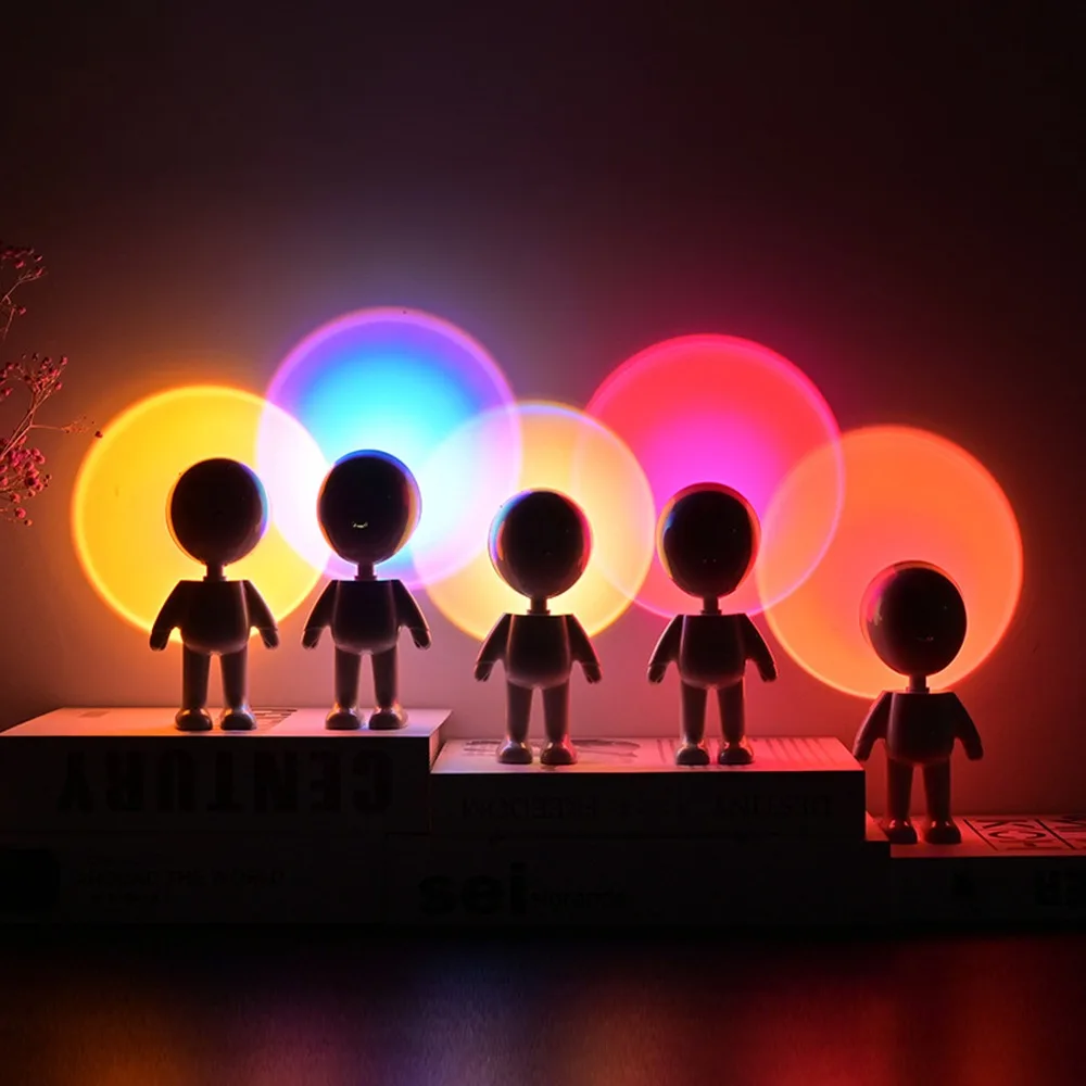 

Battery Astronaut Robot Rainbow Projection Sun Lamp Table Night Light Sunset Lamp Infinite Dimming Bedroom Atmosphere Light