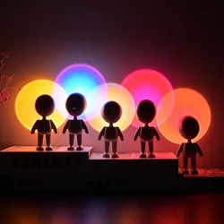 Battery Astronaut Robot Rainbow Projection Sun Lamp Table Night Light Sunset Lamp Infinite Dimming Bedroom Atmosphere Light