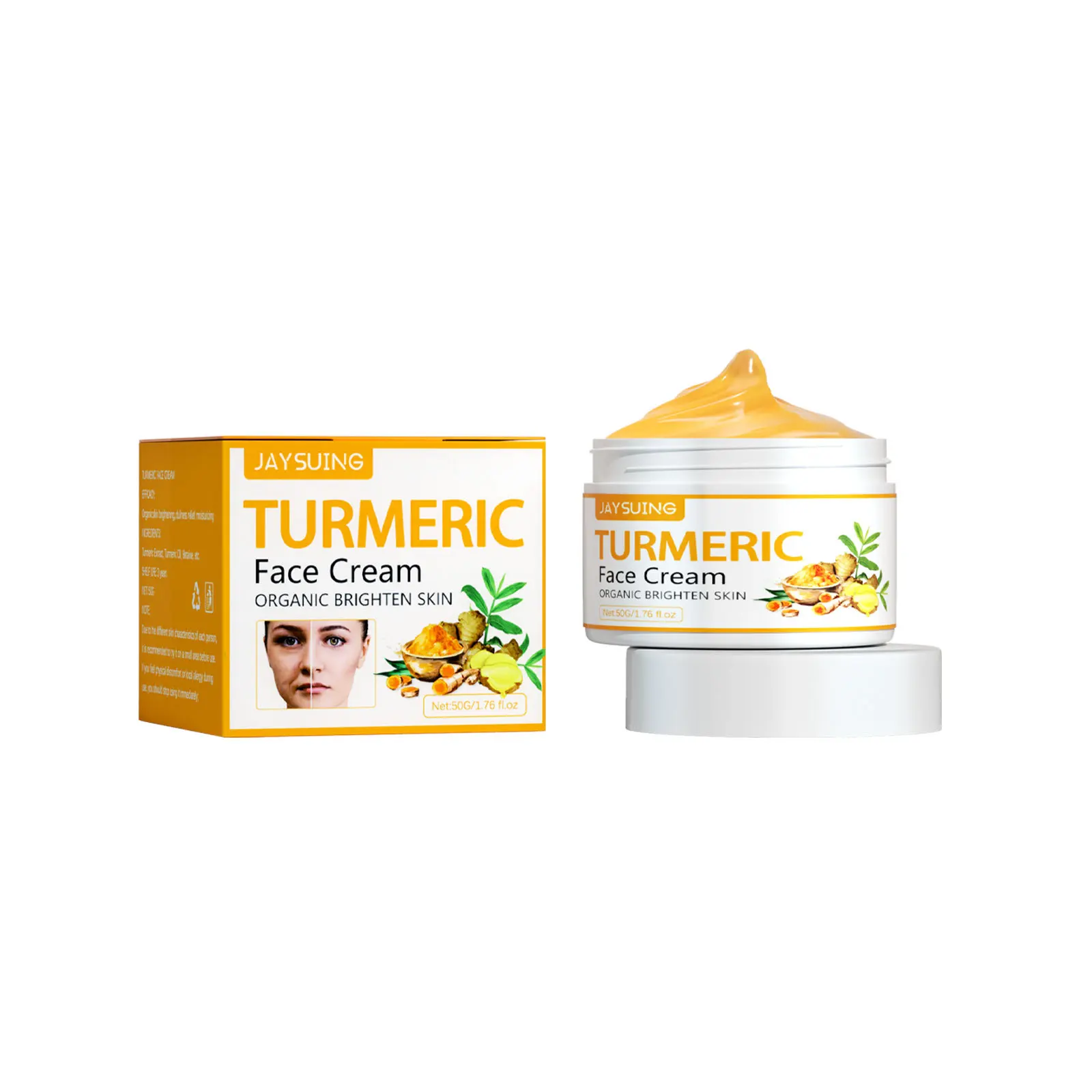 Crema facial de cúrcuma reafirmante que se desvanece, líneas finas, anti-engo-g, Reduce el arruga del tobillo, aclaración, nutre la loción para el cuidado de la piel