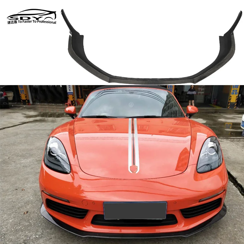 

718 Cayman Boxster CMS Style Carbon Fiber Front Lip Front Bumper Lip Splitter for 718 Cayman Boxster