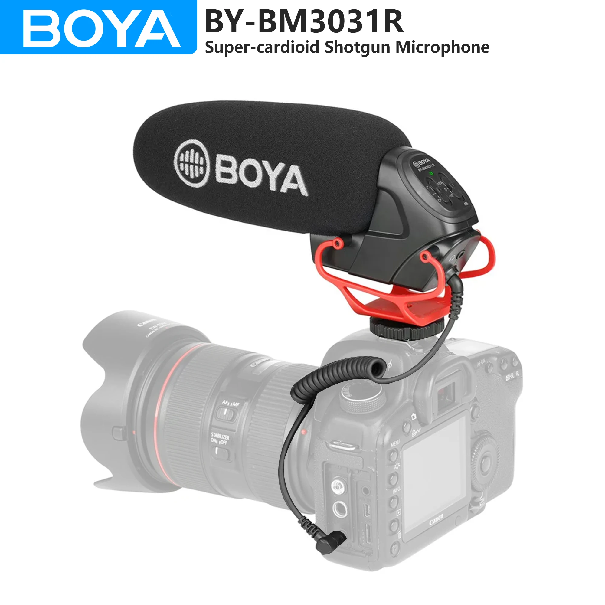 BOYA BY-BM3031R Super-cardioid Condenser Shotgun Microphone for DSLR Camcorders Audio Recorders Streaming Youtube Recording Vlog