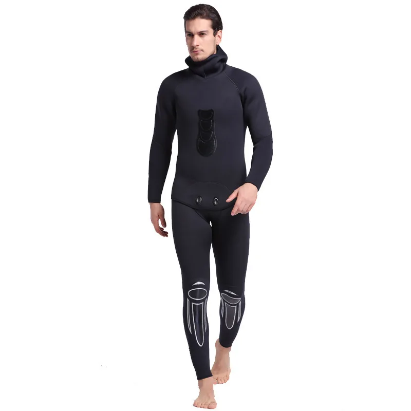 

3mm Two Pieces Hooded Super Stretch Free Diving Suit Mens Neoprene Full Body Spearfishing Scuba Diving Suits Thermal Swimsuit