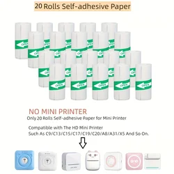 20Rolls Mini Printer Paper Thermal Sticker Paper Self-adhesive Printer Paper Photo Printer Labels For Photos Notes 5.7 x 2.5cm