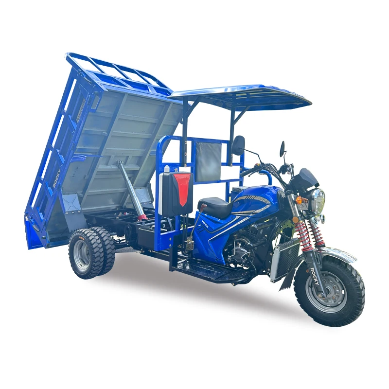2026 Agricultural Hydraulic Dumper Tricycle Gas oline Open Cargo Three Wheeler