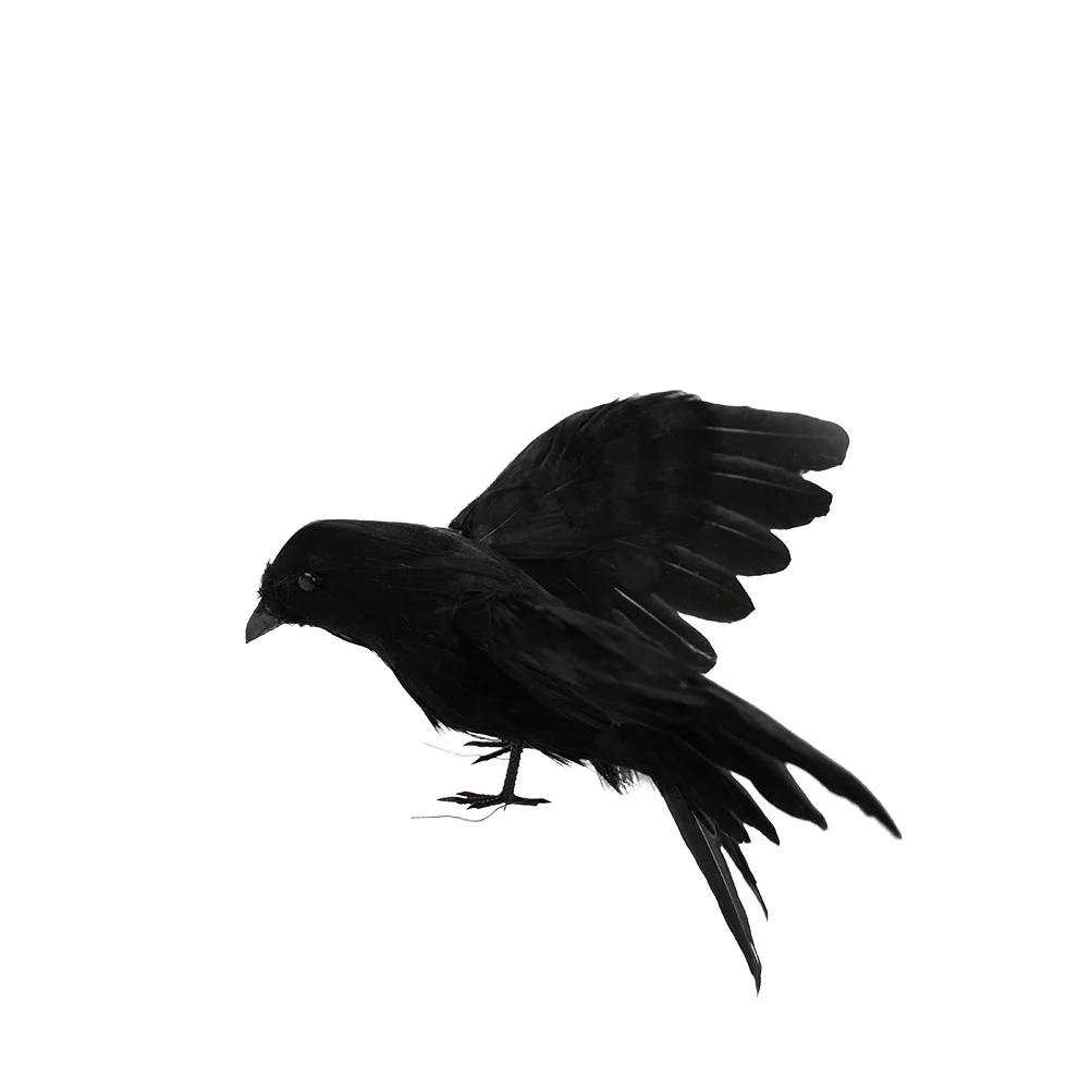 1Pcs Simulated Crow Prop Black Realistic Crow Decor for Halloween Easter Indoor Outdoor Porch Desk Yard Scarecrow Window Shelf