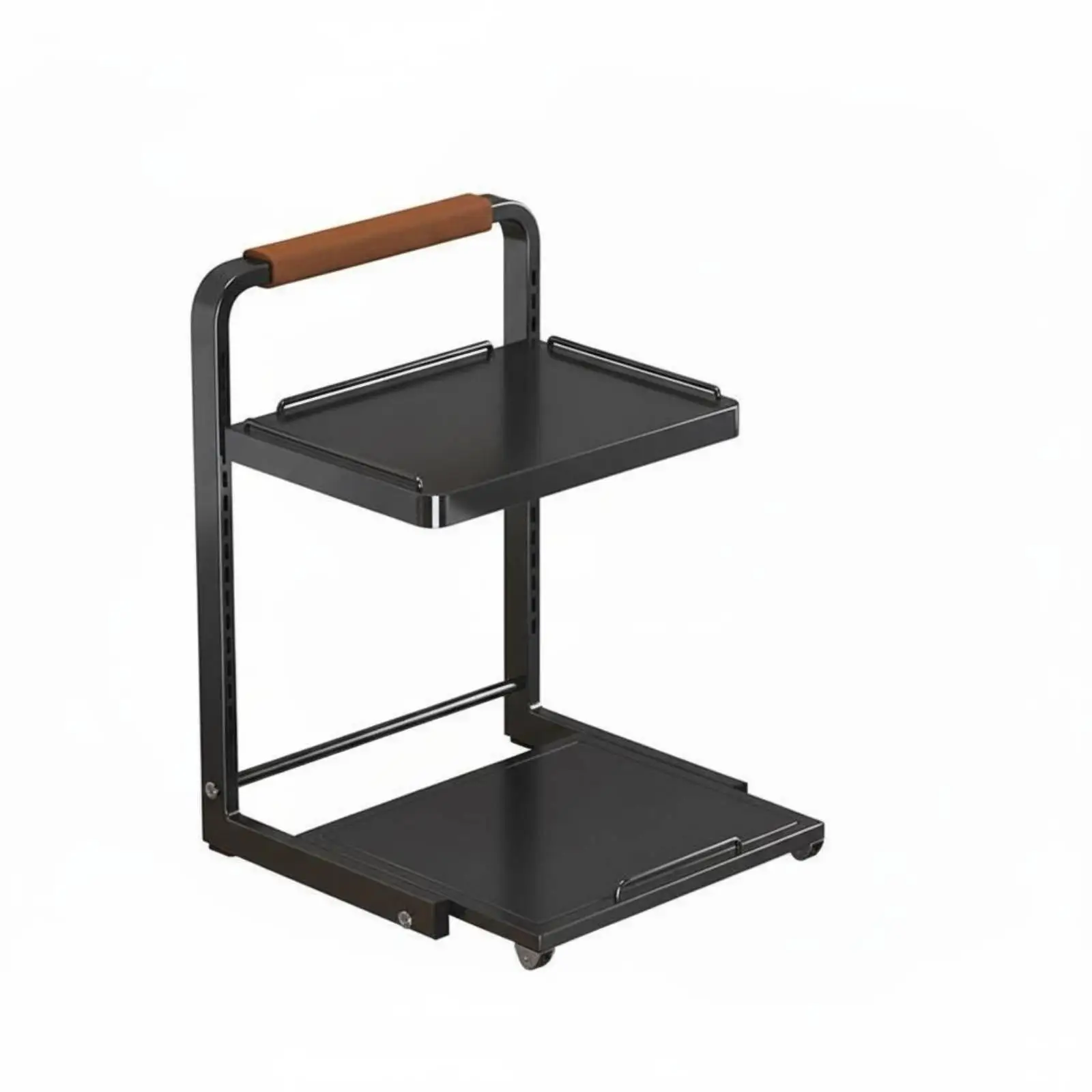 Rice Cooker Air Fryer Rack 2-Tier Pull-out Kitchen Shelf Non-Slip Feet Adjustable Appliance Storage Rack