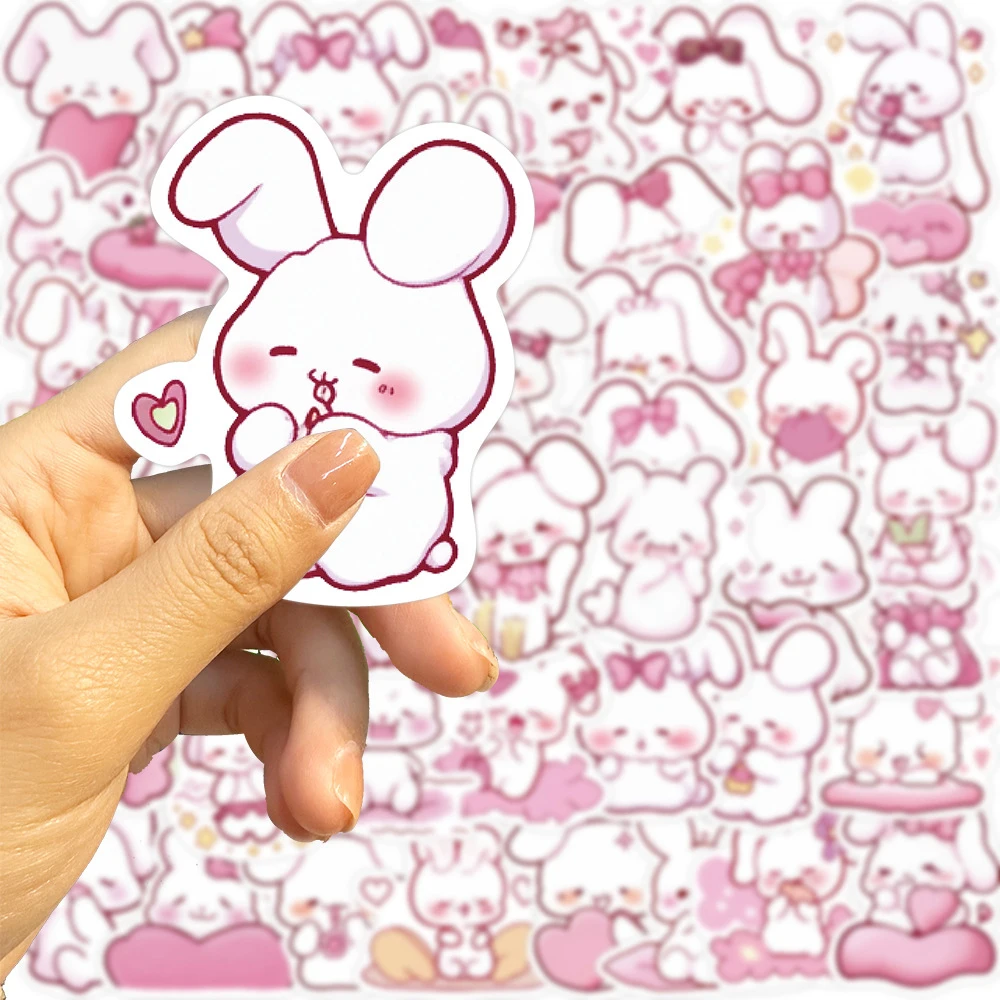 10/30/50 Stuks Kawaii Roze Konijn Stickers Decoratie Decals Diy Laptop Notebook Telefoon Bagage Auto Gitaar Kids Cartoon Sticker Speelgoed