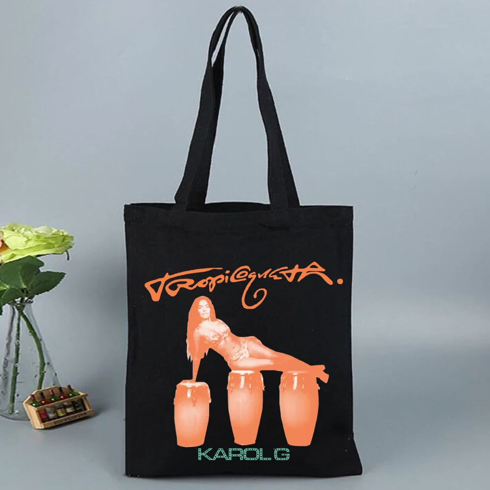 2025 Karol G TROPICOQUETA Merch حقيبة قماش قنب التسوق قماش حقيبة تسوق حقيبة المتسوق المشجعين هدية