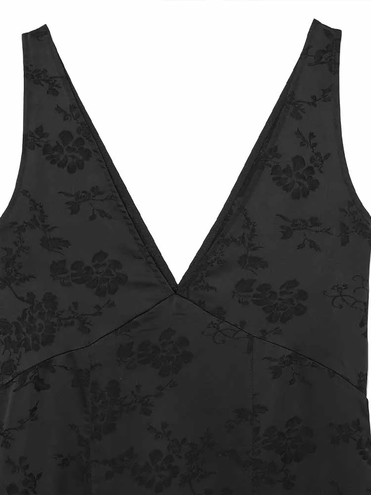 유럽과 미국 스타일의 겨울 신상 여성 의류 다용도 멜빵 자카드 미디 드레스