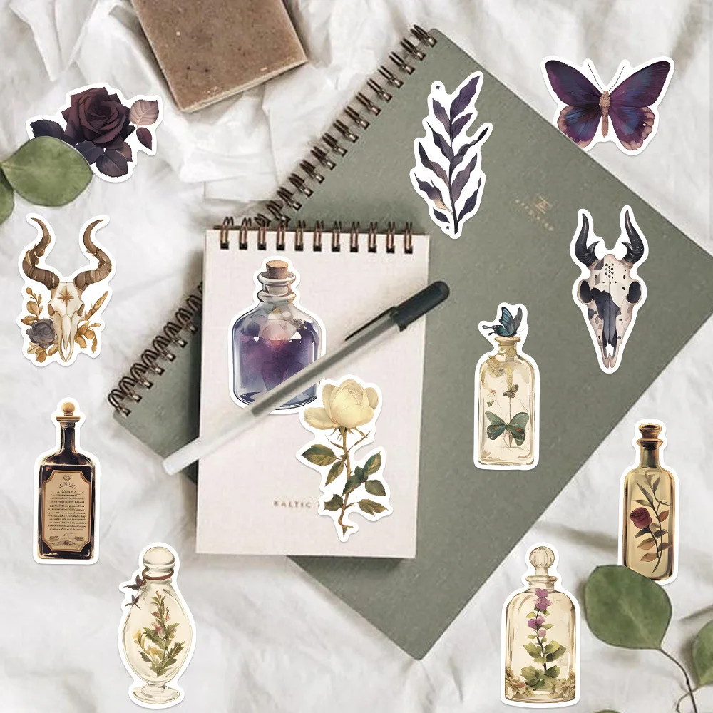 100Pcs Gothic Pharmacy Bottle Specimen Sticker Phone Laptop Guitar Skateboard Decal Notebook Luggage Stationery Sticker for Kids