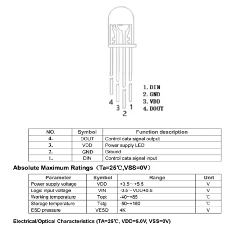 5v Ws2812 5mm Led Rgb Dip Diode Dream Color Addressable Full Color Clear Diffuse Neon Pixel Light Ws2812b Diy Drone Light