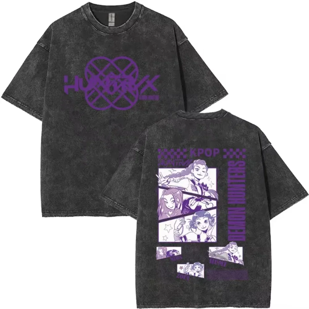 

Винтажные футболки Kpop Demon Hunters Derpy Tiger для мужчин и женщин, модная уличная футболка с круглым вырезом в мультяшном стиле, футболки большого размера