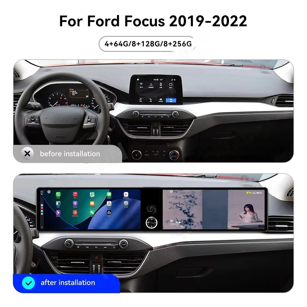 المزدوج 12.3 "CarPlay السيارات أندرويد 14 راديو السيارة لفورد فوكس 2019 2020 2021 2022 شاشة الوسائط المتعددة مشغل ستيريو GPS رئيس وحدة