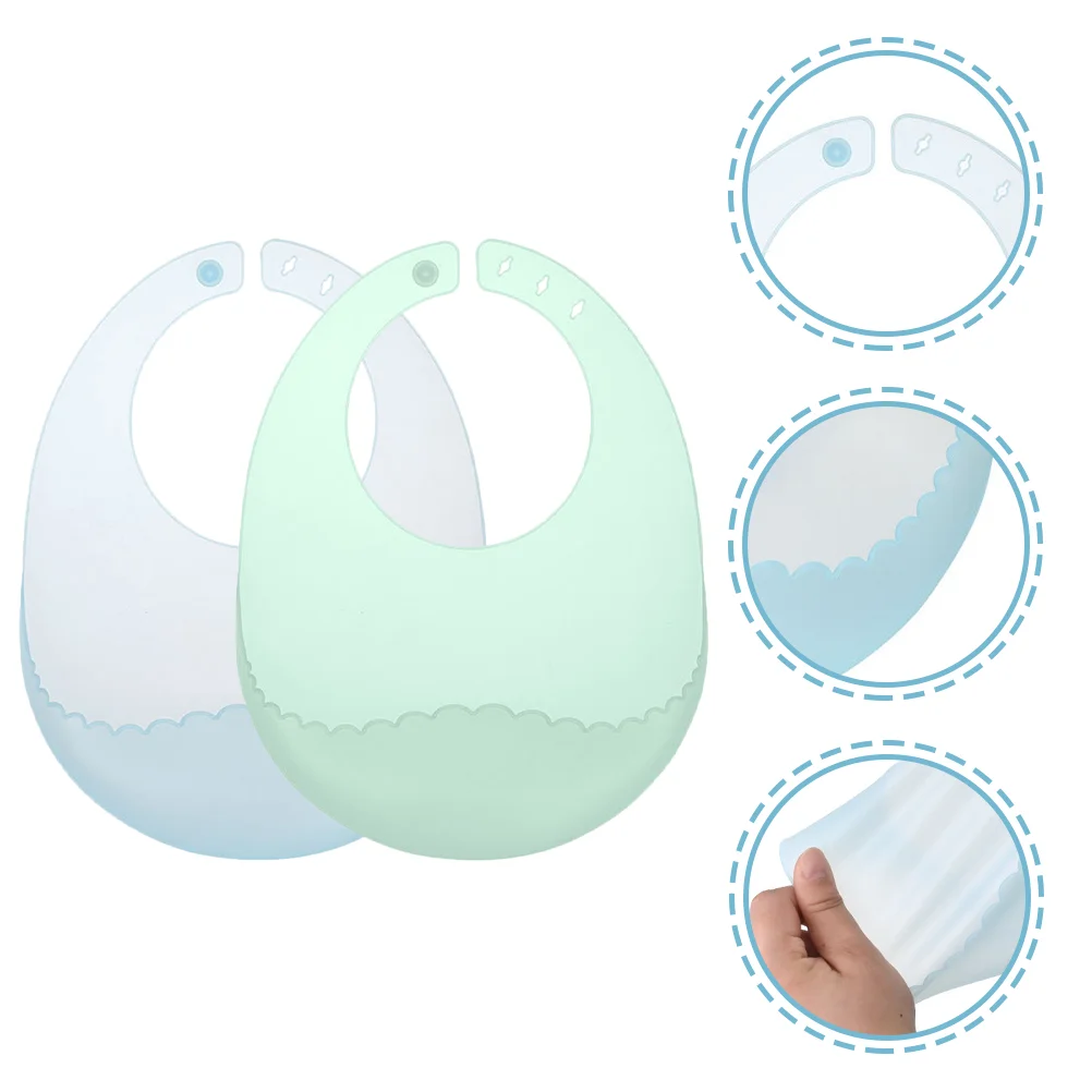 2 Pcs Ultra Thin Silicone Bib Baby Bandana Drooling Feeding Bibs for Girls Proof