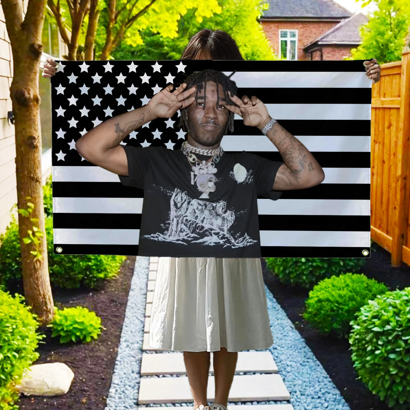 Symere Bysil Woods Black American Flag Decorative Home Objects Tapestry Barber Shop Garage Flags for Bedrooms Flaga Advertising