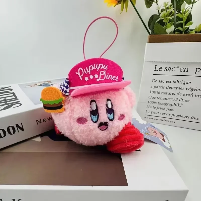 Kirby muñeco de peluche de dibujos animados Anime lindo Kirby llavero de felpa mochila de moda colgante encanto llavero de coche regalos de vacaciones para niñas y niños