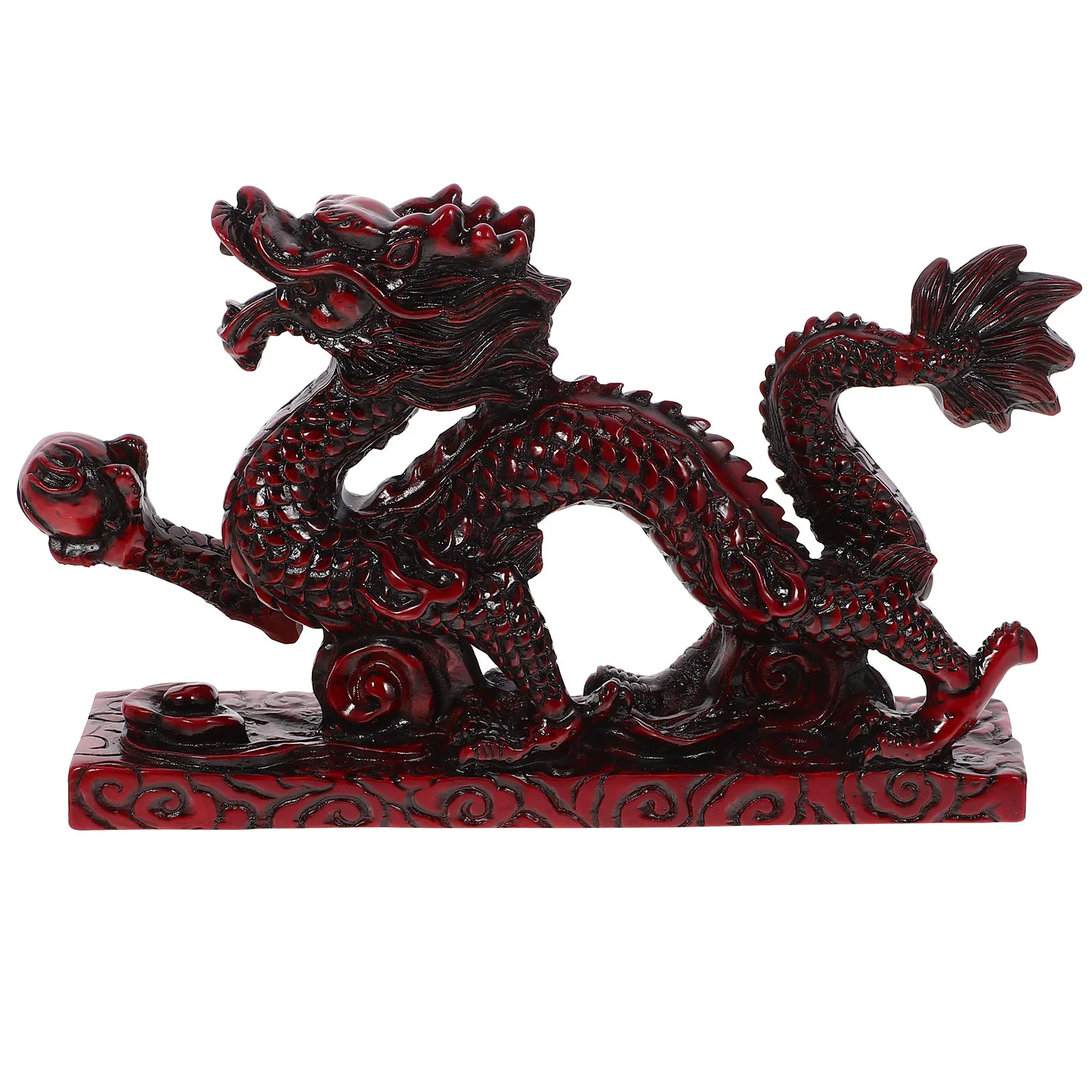 

Resin Dragon Statue 6 Inch Red Wood Finish Chinese Zodiac Dragon Figurine Decorative Animal Sculpture Desktop Cabinet Bedroom