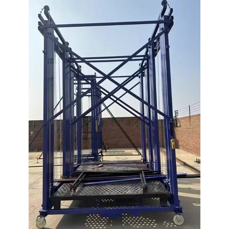 Système d'échafaudage électrique Mobile avec télécommande sans fil, capacité de charge de 500KG, hauteur de fonctionnement de 8M, plate-forme pliable