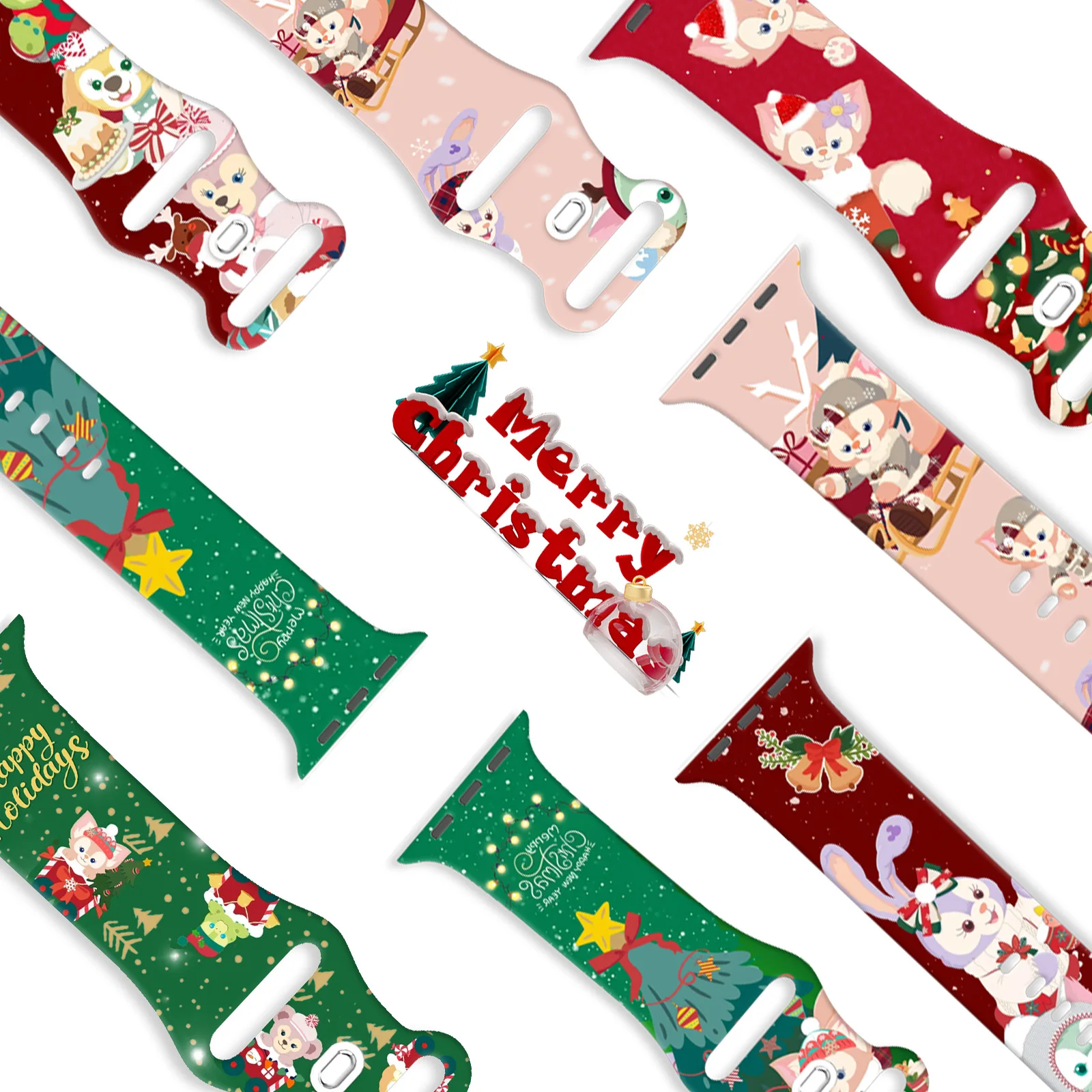 

Christmas Lina Bell Strap for iWatch11 10 9 8 Silicone Band Replaceable Bracelet for Apple Watch 46mm 42mm 41mm 38mm Watchband