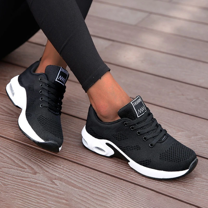 Women Casual Shoes Breathable Walking Mesh Flat Shoes Platform Sneakers Women Tenis Gym Vulcanized Shoes White Female Footwear