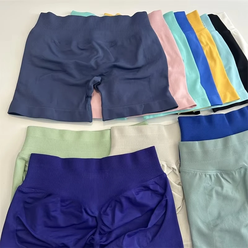 

Booty Stretch Running Shorts Fitness Clothes No Logo Shorts Low Ribbed Band Yoga Shorts Seamless Scrunch Bum Workout Gym Shorts