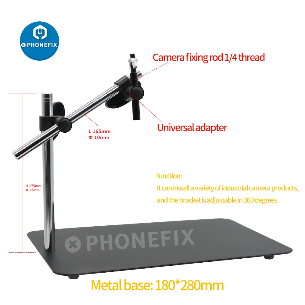 Universal Double Boom Stereo Zoom Microscope Stand Holder Focusing Holder Bracket Articulating Arm For Industrial Cameras Webcam