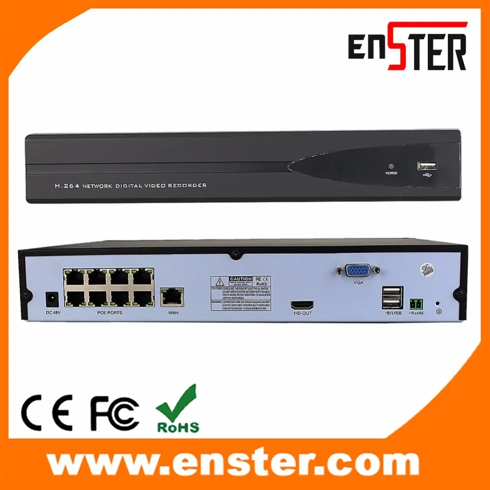 ENSTER 8ch POE HD NVR the recorder With 8ch POE 48V Output 25 FPS each Channel 1080P