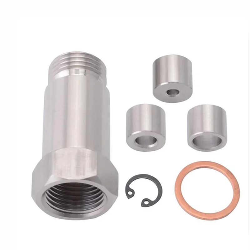 M18x1.5 Straight Adjustable Stainless Steel Oxygen Sensor Extension Extender Adapter Connector