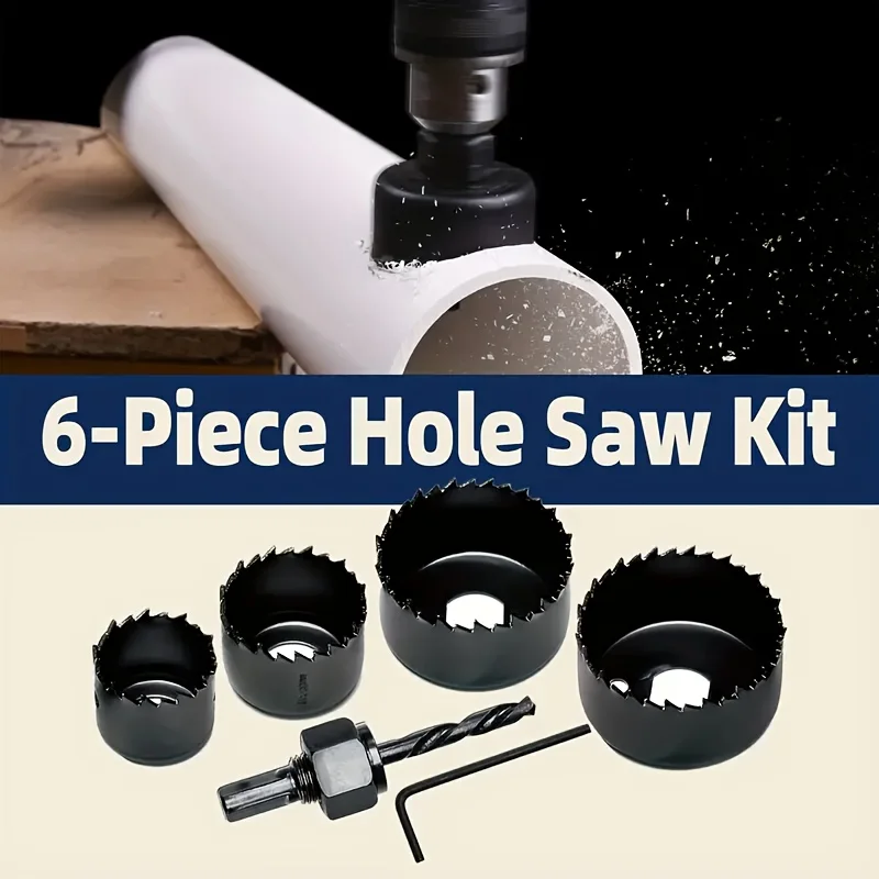 6pcs Woodworking Hole Saw Hole Cutter Set Drill Bit Wood Plasterboard Electric Grinder Cutting Blade 3.17mm Wood Cutter Tools  ﻿ view 2