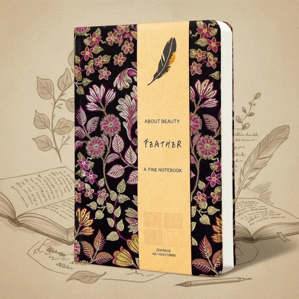 

Portable Leather Embroidered Flower Notebook A5 Pattern Butterfly Journal Book Efficient Time Organizer Schedule Notepad Women