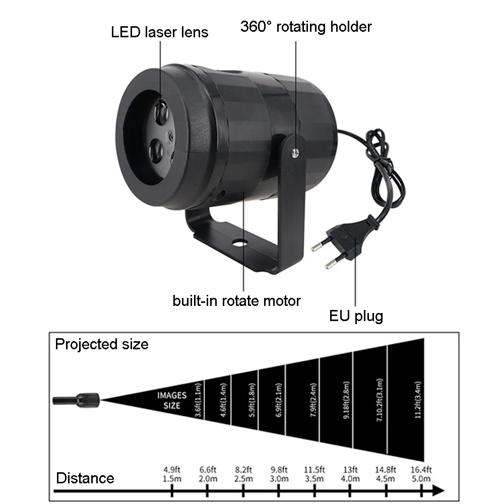 Laser LED Projection Light AC 85V-260V EU Plug Automatic RGB Lighting 16 Patterns Decorative Lights For Chrimas Holiday Party