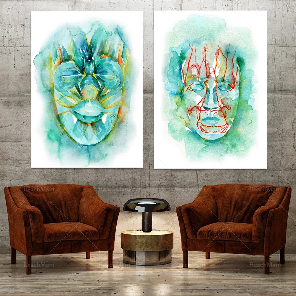 Facial Muscles, Facial Vessels Watercolor Art Print - Muscles - Dermatology Painting - Head and Neck Abstract Anatomy Poster