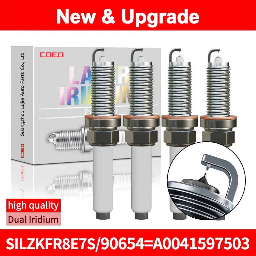 

For NGK SILZKFR8E7S/90654 OE A0041597903 Dual Iridium Spark Plugs For Mercedes Benz A B C E GL S 2.0T 3.0T M270 M274 M276