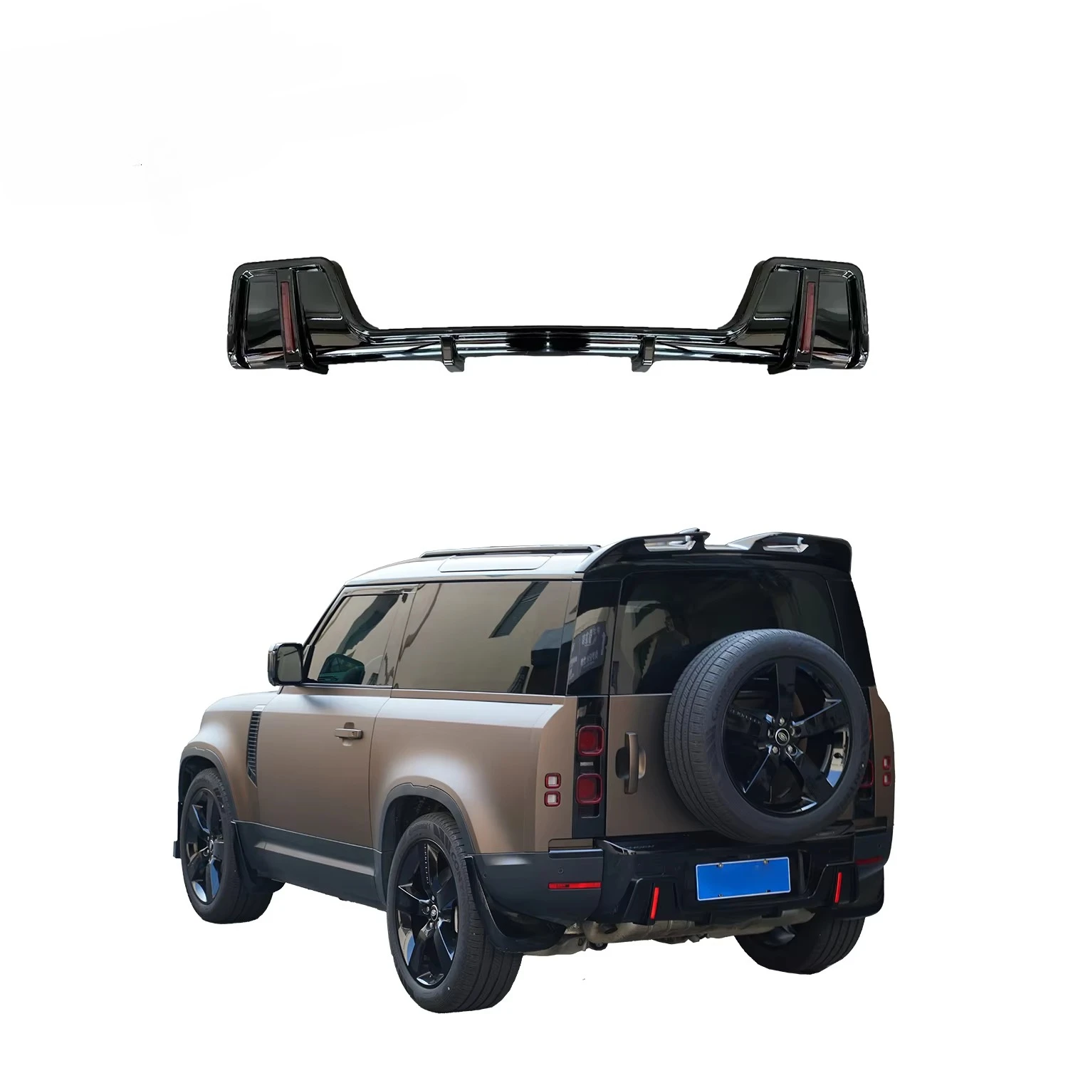 

Car Bumper ROCK Style Rear Diffuser With LED for Land Rover Defender 2020+custom