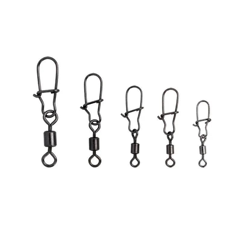 50 sztuk/pudło Złącze wędkarskie ze stali nierdzewnej Pin 4 #   6 #   8 # 10 # 12 #   Krętlik łożyskowy z zatrzaskiem Akcesoria do przynęt na haczyki wędkarskie — zdjęcie 2