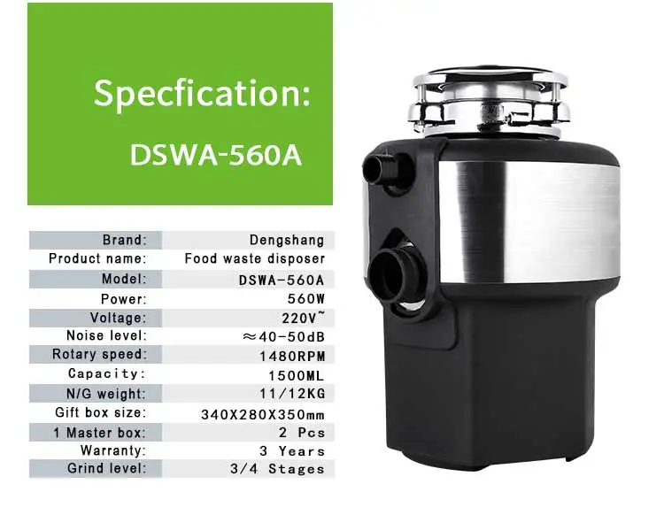New Kitchen Trash Disposal Unit with CE,RoHS 560W,0.75H p Kitchen Garbage Household Disposer