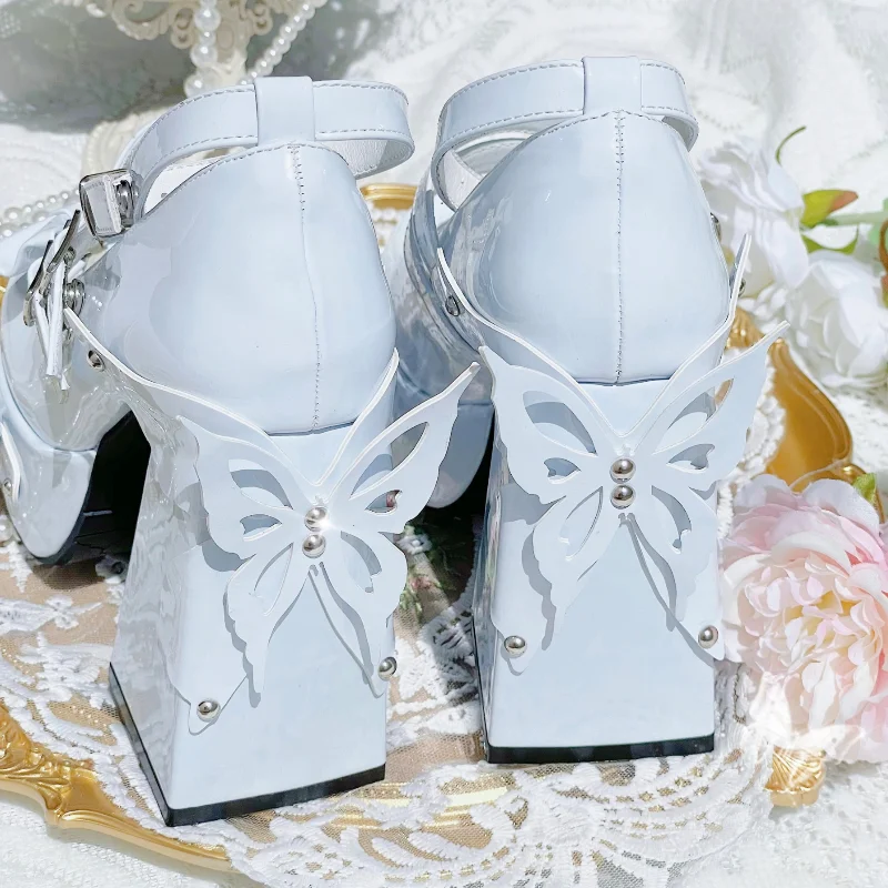 Original Japanese Style Sweet Cute  Princess Mary Jane Shoes Rivet Bow Round Toe Kawaii Lolita Shoes Women Platform High Heels