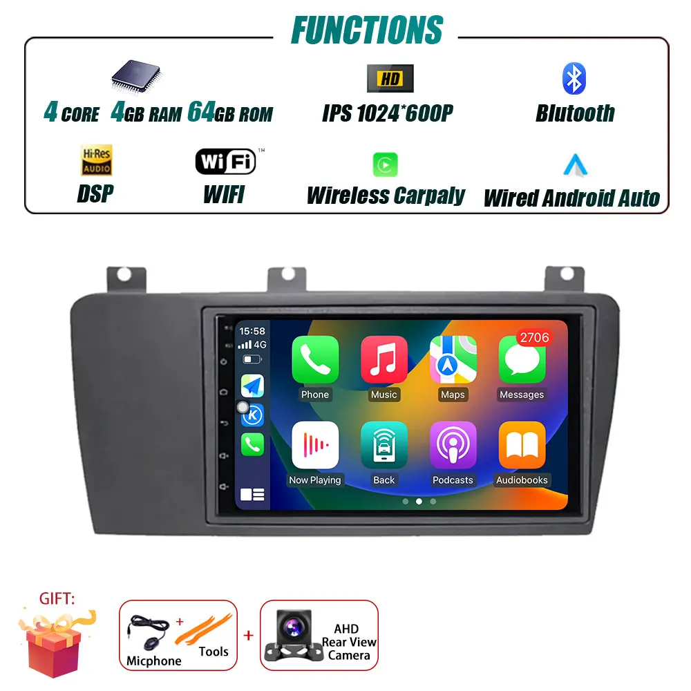 7Inch Android 15 Voor Volvo XC70 V70 S60 2005 - 2009 Autoradio Multimedia Speler Navigatie GPS Draadloze Carplay 4G WIFI