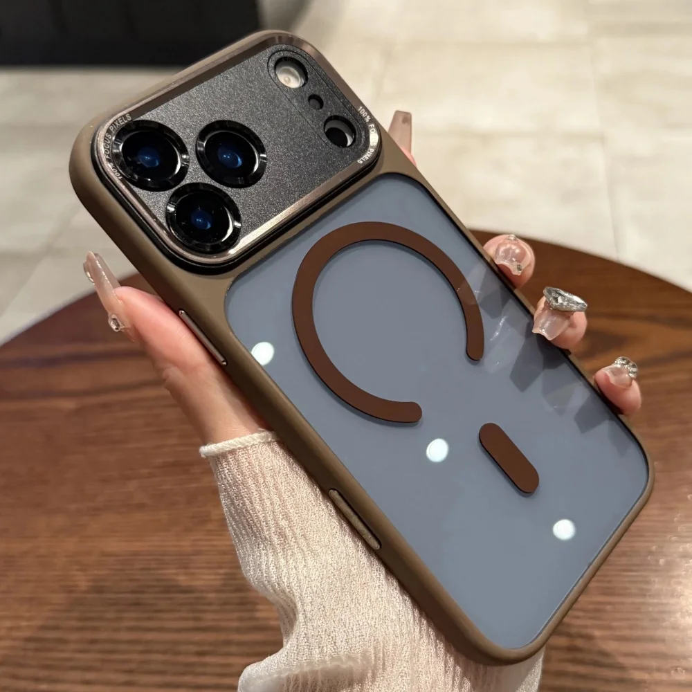 Luxus Neue Farbe Stoßfest Rüstung Fall Für iPhone 17 Air 16 15 14 Plus 13 12 11 Pro max Für Magsafe Harte Klare Metall Objektiv Abdeckung