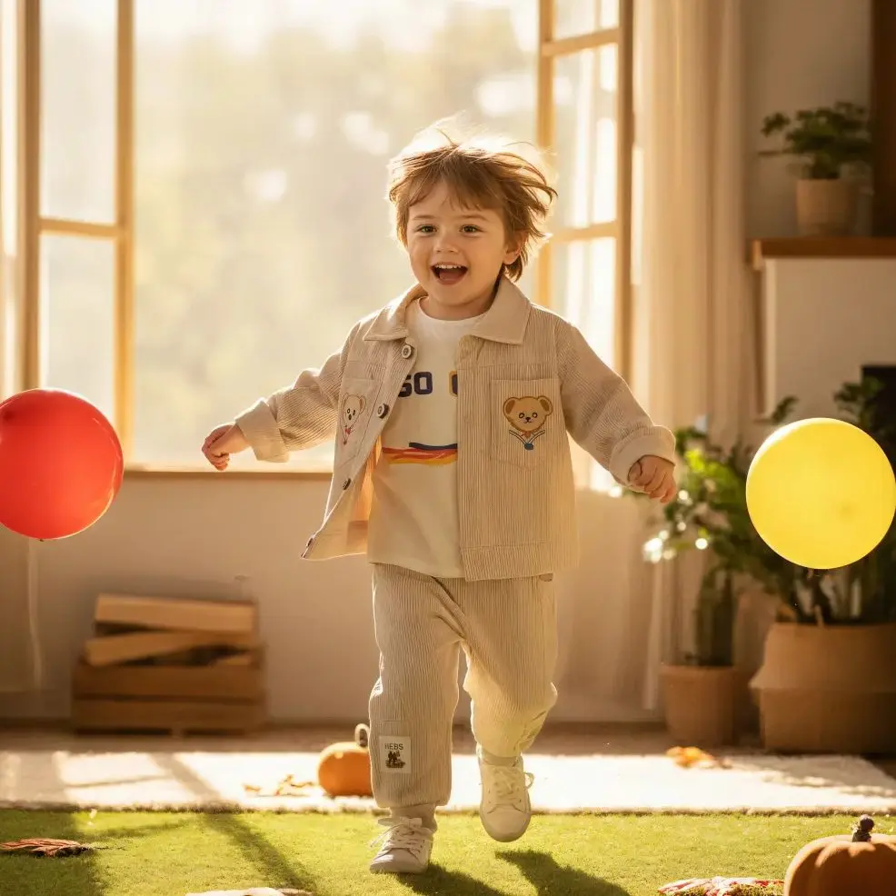 Autumn Winter Kids Boys Clothes Set Cartoon Bear Jacket Coats With Pants 2PCS Sweatshirt Suit Children Casual Outfits Tracksuits