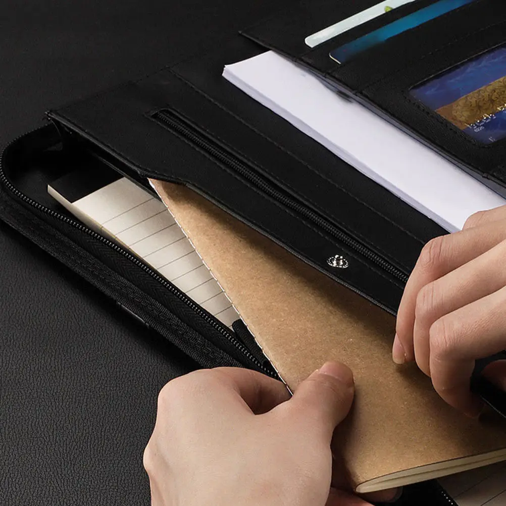 

Portfolio Binder Executive Business Padfolio with Multiple Compartments Smooth Zipper Compact Lightweight Document