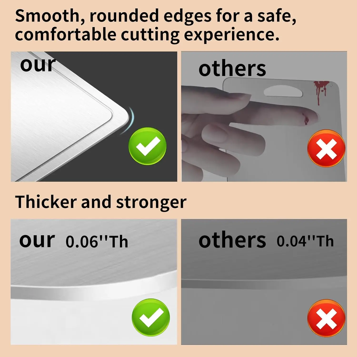 Titanium Chopping Board Double Sided with Juice Groove for Meat Vegetables Fruits Large Kitchen Cutting Surface