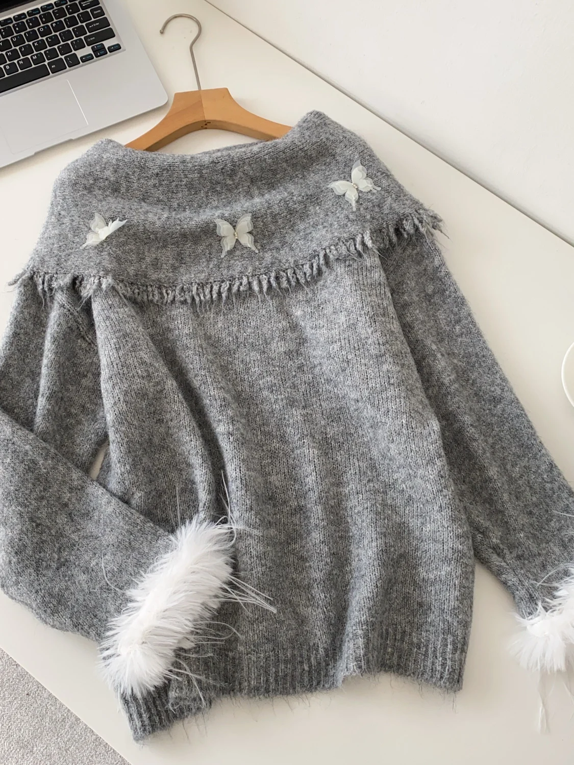 

Sweet Knitted Sweater Women's Long Sve Loose Tassel One-oulder Knitwear Autumn Winter New Sle Commute Sle