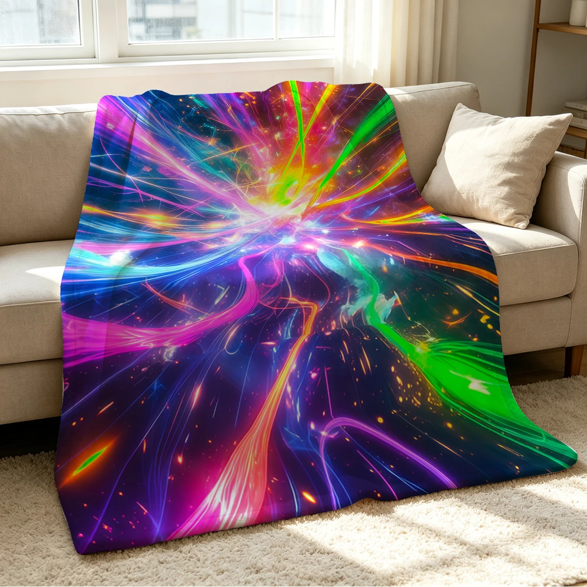 Cosmic Burst Blanket Soft Cozy Throw for Sofa Bed Festive Holiday Decor Gift for Kids and Adults,Lightweight and Warm