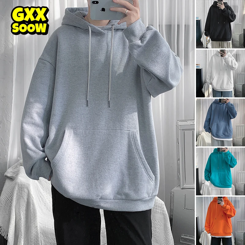 

2022 Solid Color Hoodies Men Women Fashion Sweatshirt Hip Hop Streetwear Loose Pullover Hoodies Male Clothing