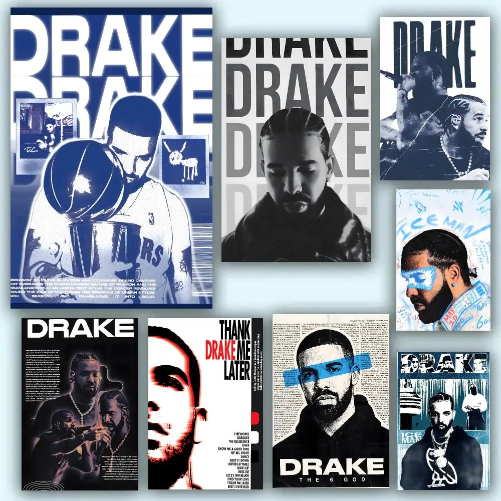 Drake Singer Hiphop Album Poster Self-adhesive Advanced Aesthetic Printing Paper Wall Art for Living Room Home Decor